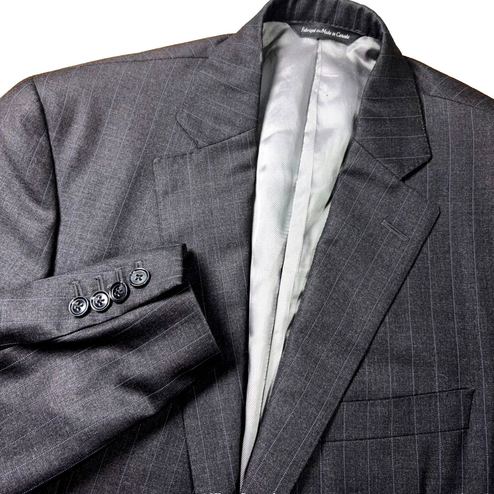 Loro Piana Wool Samuesohn Blazer Mens 38R Dark Gray Pinstrip Sport Jacket Coat